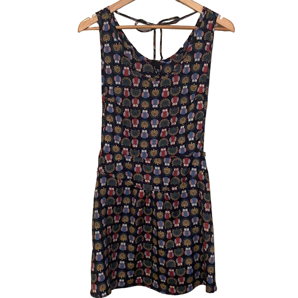 Owl Print Dress. Apron style.